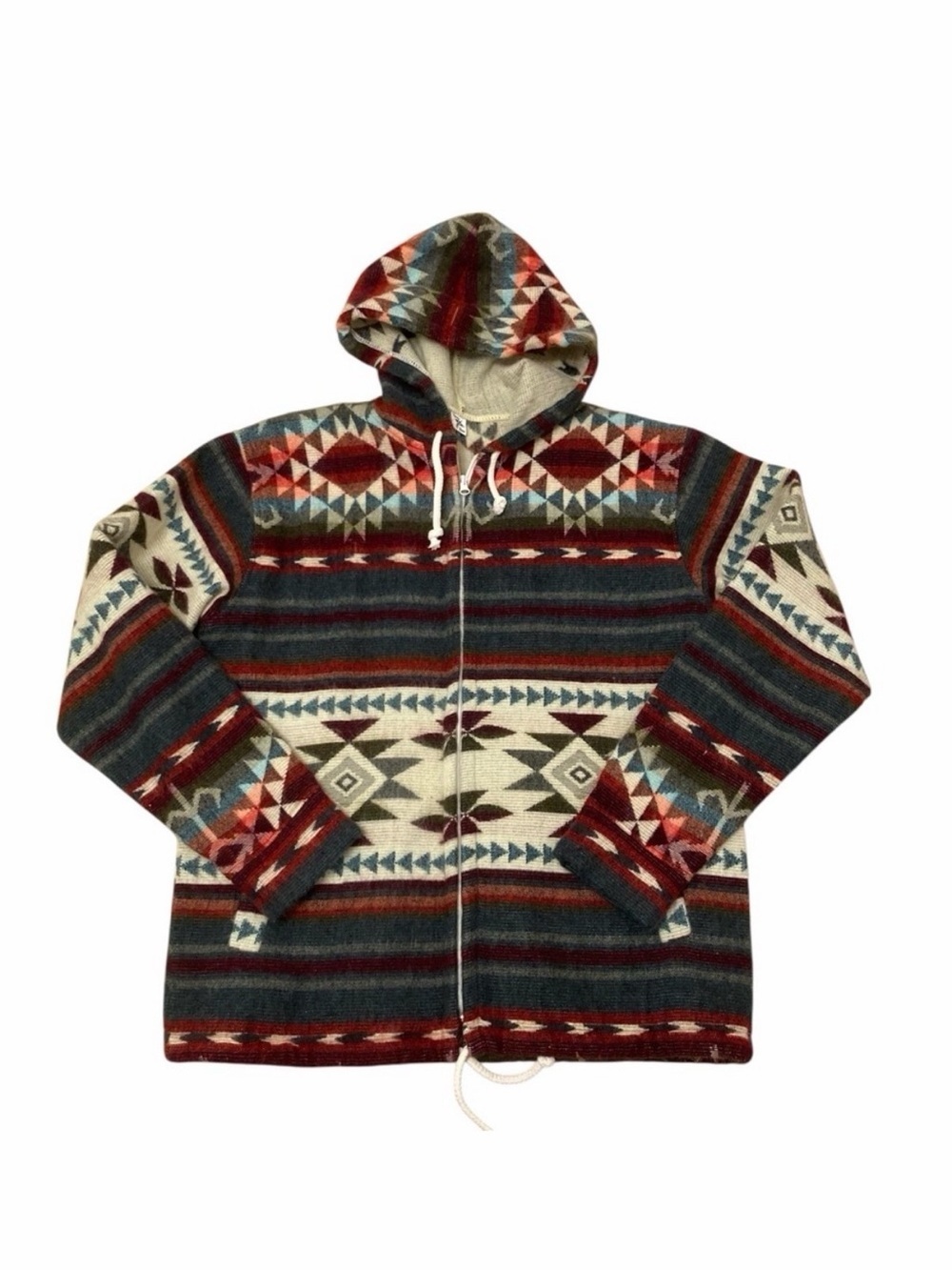 Tejidos Ruiz Aztec Southwestern Hooded Jacket Women’s Medium Ecuador Fall Boho